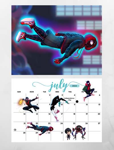 Spider-man Miles Morales wall calendar 2024