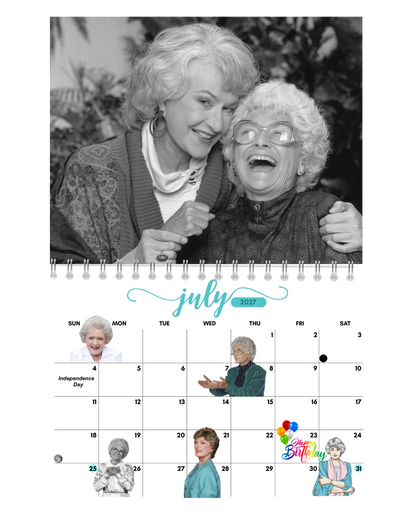 The Golden Girls Wall Calendar 2027 featured design detail — 2027 wall calendar interior artwork by Jays Calendars