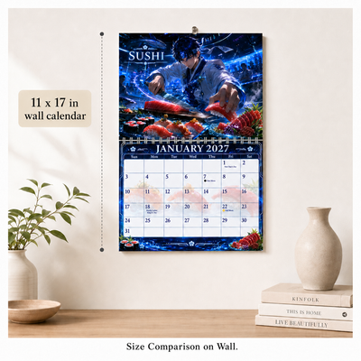 Neo Osaka Kitchen Wars 2027 Wall Calendar featured design detail — 2027 anime wall calendar interior artwork by Jays Calendars