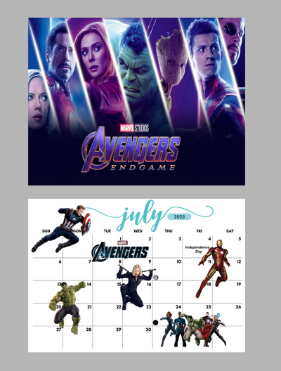 Avengers Endgame Wall Calendar 2025