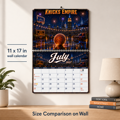 Knicks Empire 2027 Wall Calendar — NYC Hoops Art | 11x17 Spiral-Bound Sports Calendar