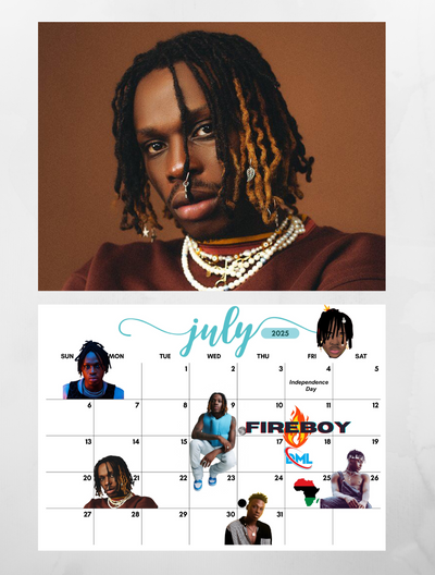 Afrobeats 2025 wall calendar