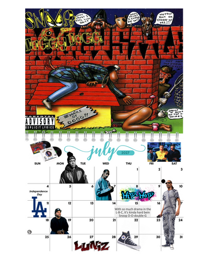 90's Hip-Hop Wall Calendar 2027 featured design detail — 2027 wall calendar interior artwork by Jays Calendars