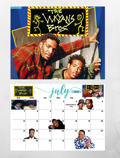 Black 90s TV Shows Wall Calendar 2024