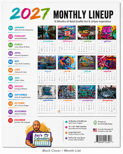 Graffiti Wall Calendar 2027 – Art Is Life | 12 Months of Bold Urban Street Art