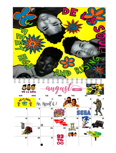 90's Hip-Hop Wall Calendar 2027 featured design detail — 2027 wall calendar interior artwork by Jays Calendars