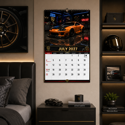 Dream Garage 2027 Wall Calendar — 12 Months of Exotic & Classic Cars | 11x17 Luxury Car Calendar