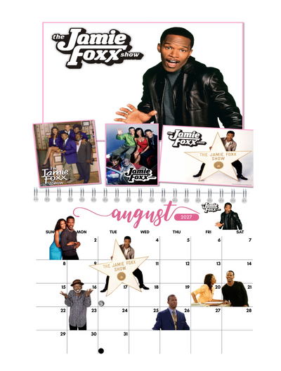 Black 90s TV Shows Wall Calendar 2027 featured design detail — 2027 wall calendar interior artwork by Jays Calendars
