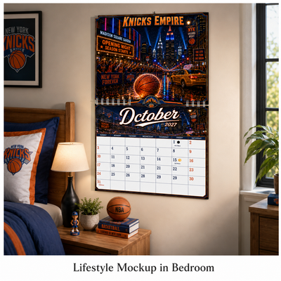 Knicks Empire 2027 Wall Calendar — NYC Hoops Art | 11x17 Spiral-Bound Sports Calendar