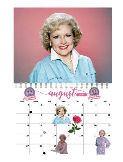 The Golden Girls Wall Calendar 2027 featured design detail — 2027 wall calendar interior artwork by Jays Calendars
