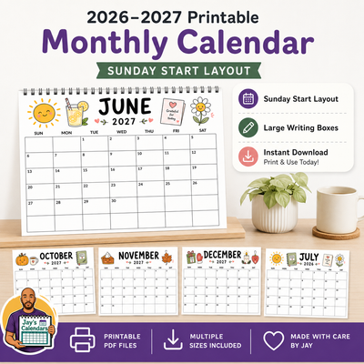 2026-2027 printable monthly calendar cozy flat lay November December May - instant download print at home