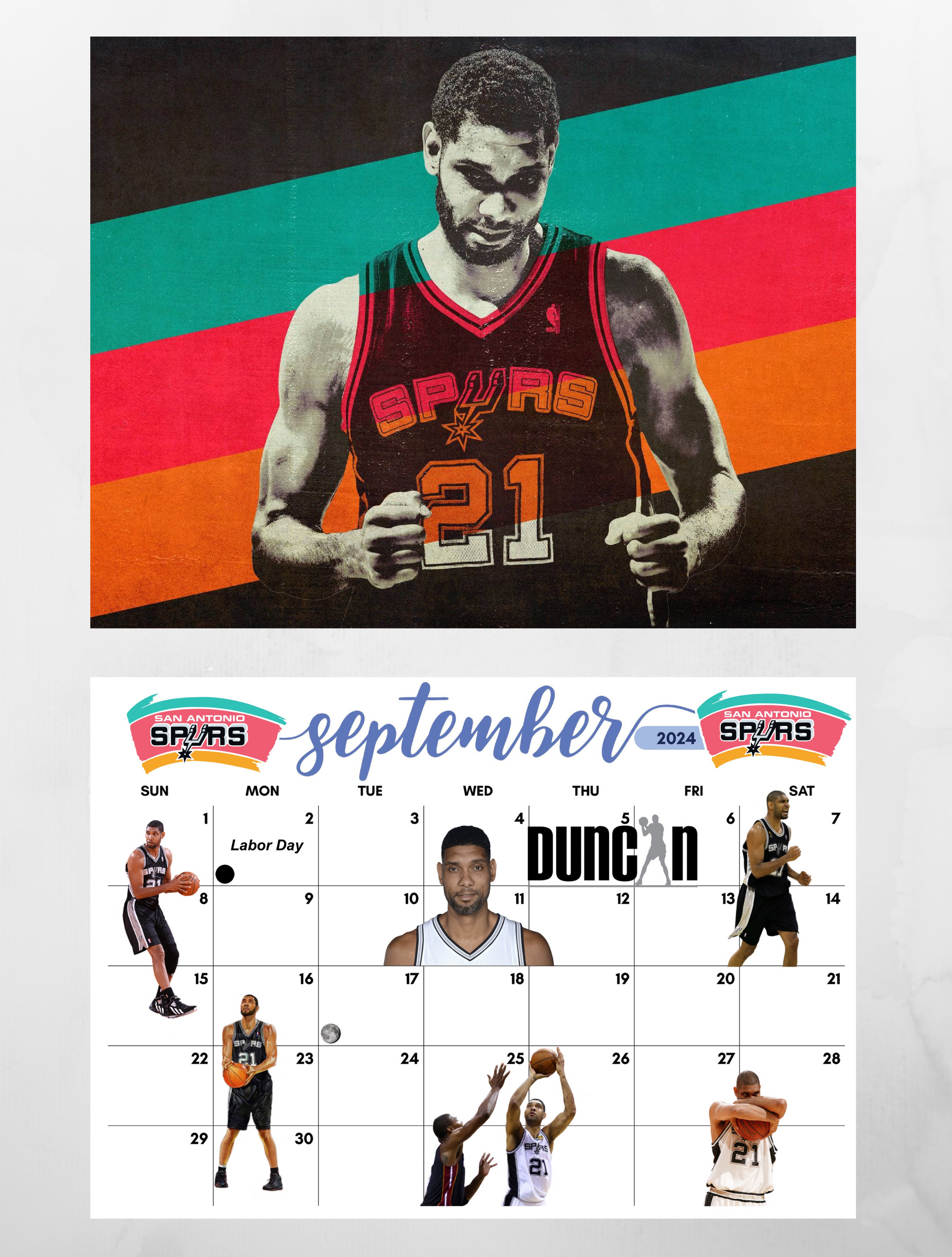 NBA San Antonio Spurs 2024 Wall Calendar 