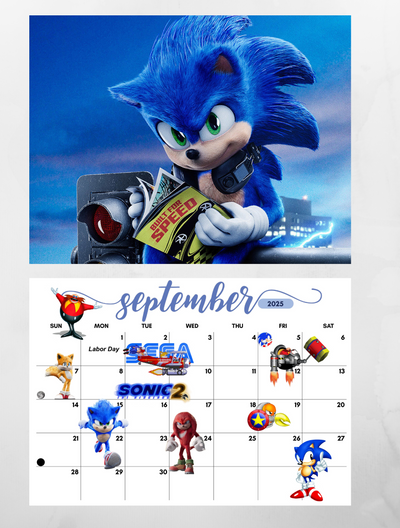 Sonic The Hedgehog 2025 Calendar