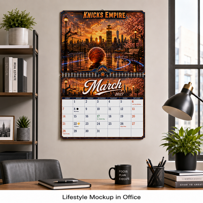 Knicks Empire 2027 Wall Calendar — NYC Hoops Art | 11x17 Spiral-Bound Sports Calendar