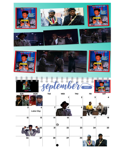 Black 90s TV Shows Wall Calendar 2027 size comparison on wall — 11x17 inches, 2027 spiral-bound wall calendar by Jays Calendars
