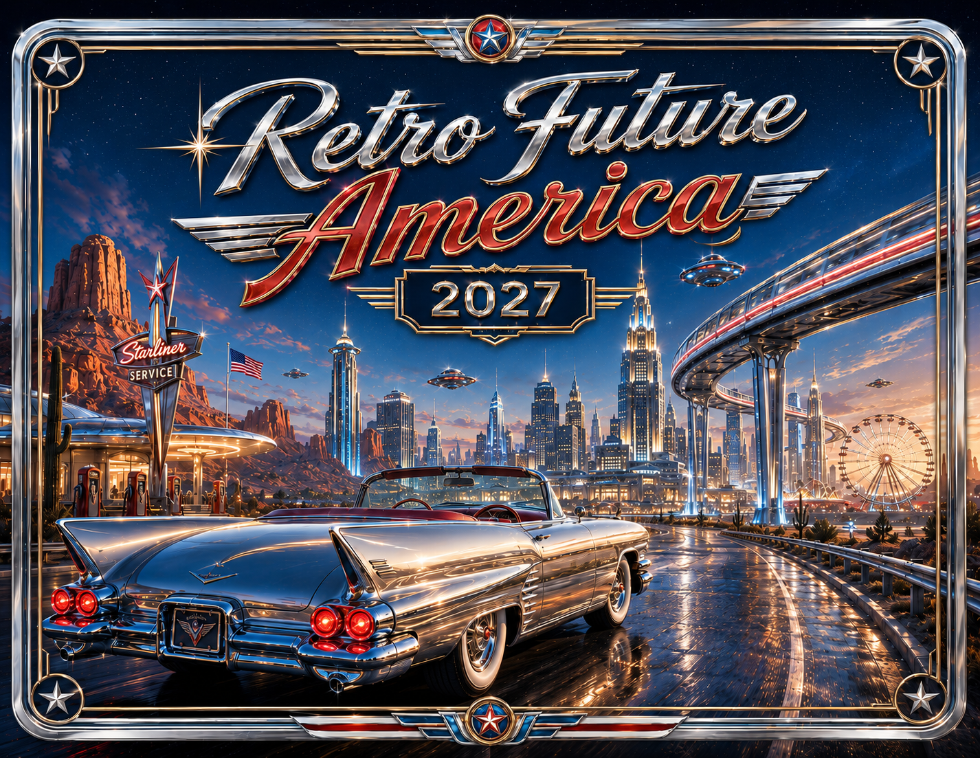 Retro Future America 2027 Wall Calendar