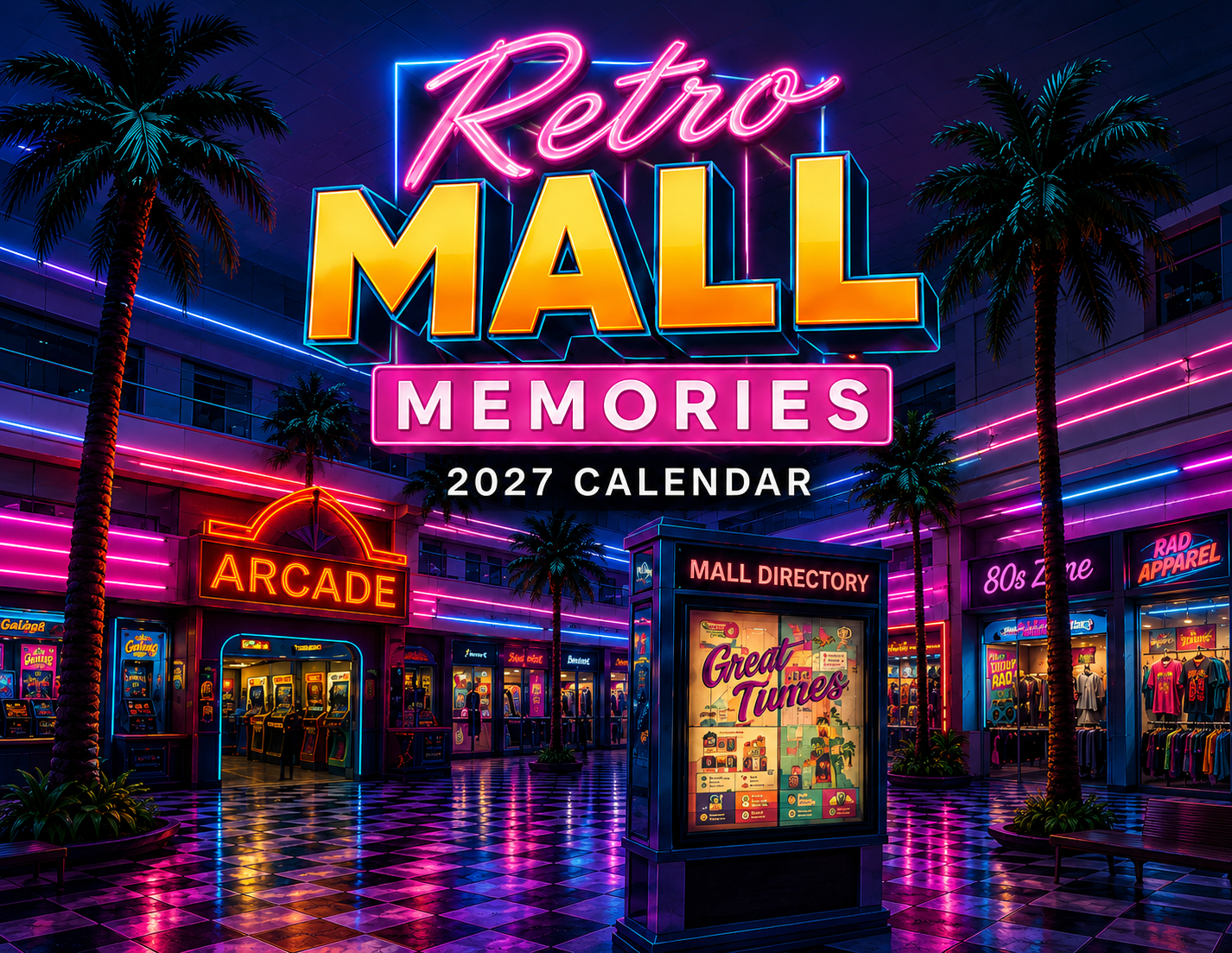Retro Mall Memories Wall Calendar 2027