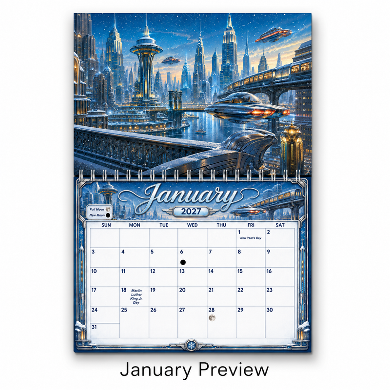 Retro Future America 2027 Wall Calendar