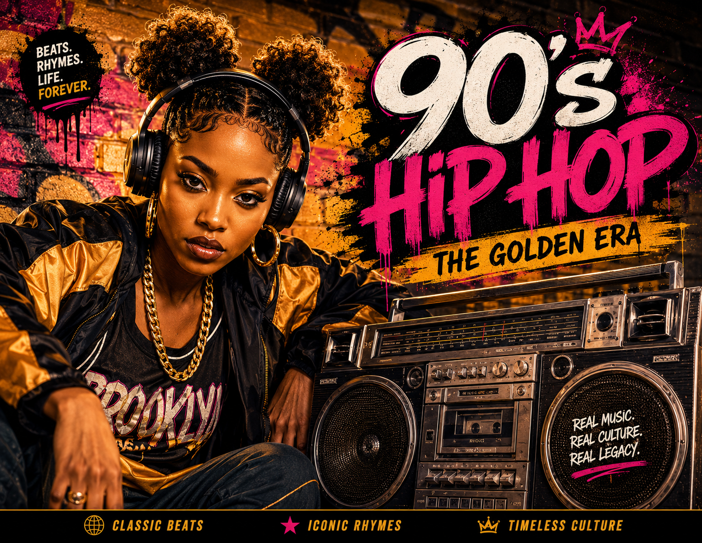 90s Women of Hip Hop Wall Calendar 2027 front cover — 2027 themed wall calendar, 11x17 spiral-bound, printed in the USA by Jays Calendars