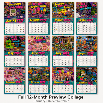 90s Nostalgic Toys Wall Calendar 2027