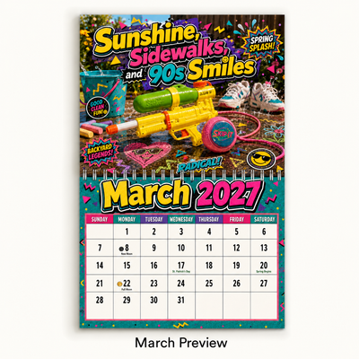 90s Nostalgic Toys Wall Calendar 2027