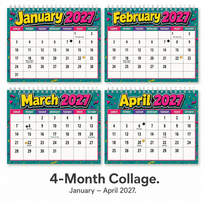 90s Nostalgic Toys Wall Calendar 2027