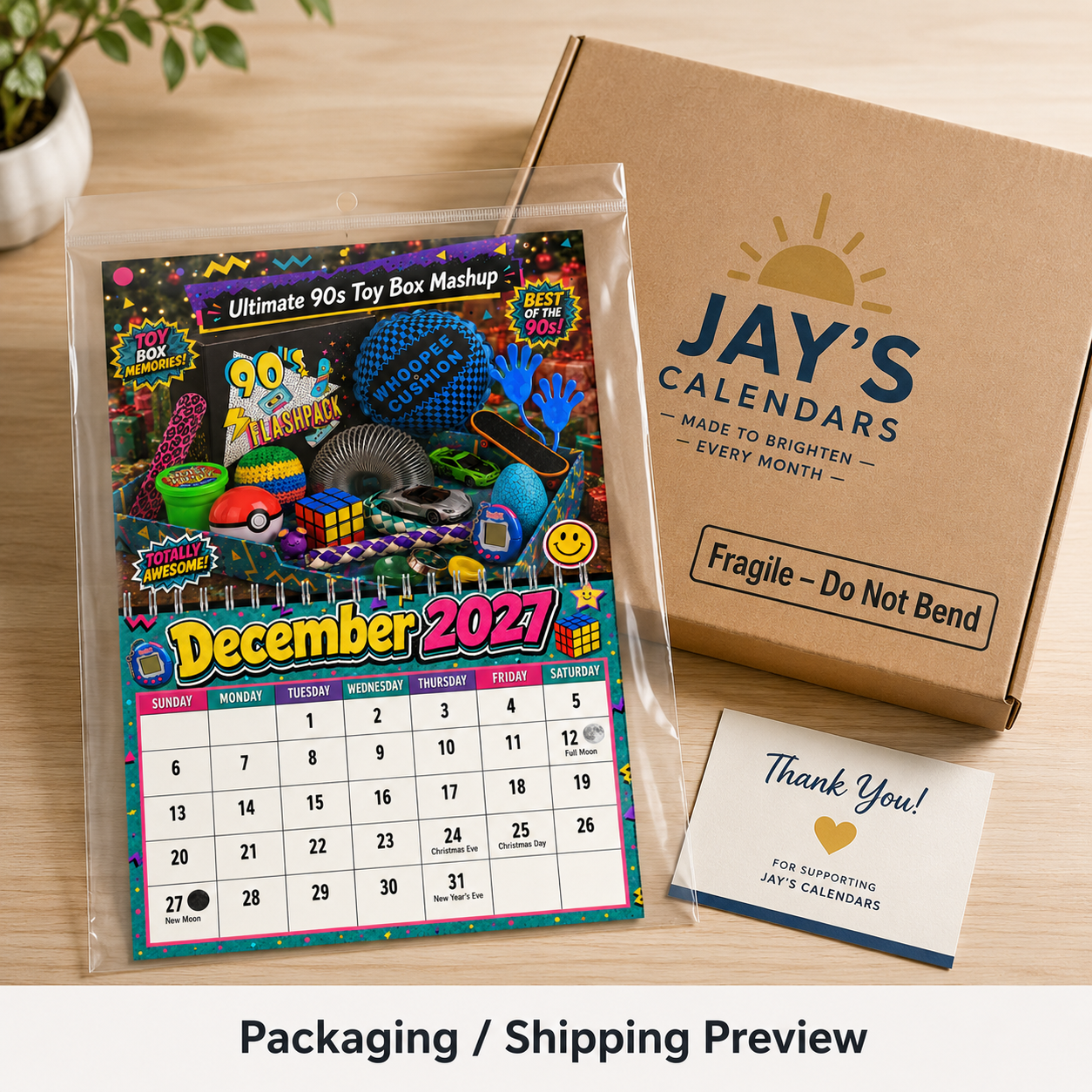 90s Nostalgic Toys Wall Calendar 2027