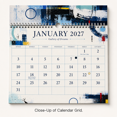 Gallery of Dreams Abstract Art Wall Calendar 2027 featured design detail — 2027 wall calendar interior artwork by Jays Calendars