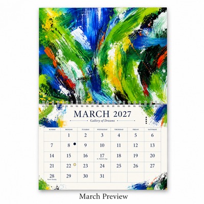 Gallery of Dreams Abstract Art Wall Calendar 2027 monthly artwork page preview — 2027 themed wall calendar by Jays Calendars