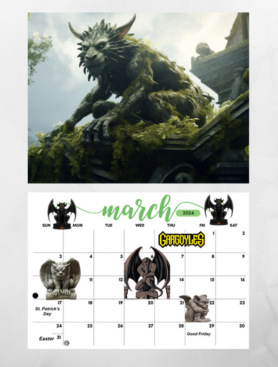 Gargoyles and Ravens 2024 Wall Calendar