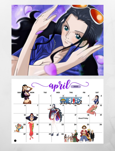 Nico Robin, one of the most intriguing characters from One Piece, is a fantastic addition to any anime-themed calendar business. As the archaeologist of the Straw Hat Pirates, she is celebrated for her intelligence, calm demeanor, and ability to uncover hidden truths about the world’s history. Her unique powers and compelling backstory make her a beloved character among fans. Featuring Nico Robin collectibles and beautiful artwork will resonate with anime enthusiasts. "Nico Robin collectible calendar," "One