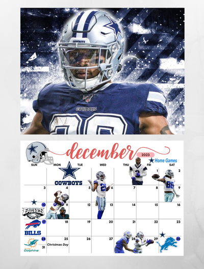 Calendario de pared Dallas Cowboys 2023 - 12 x 12 pulgadas